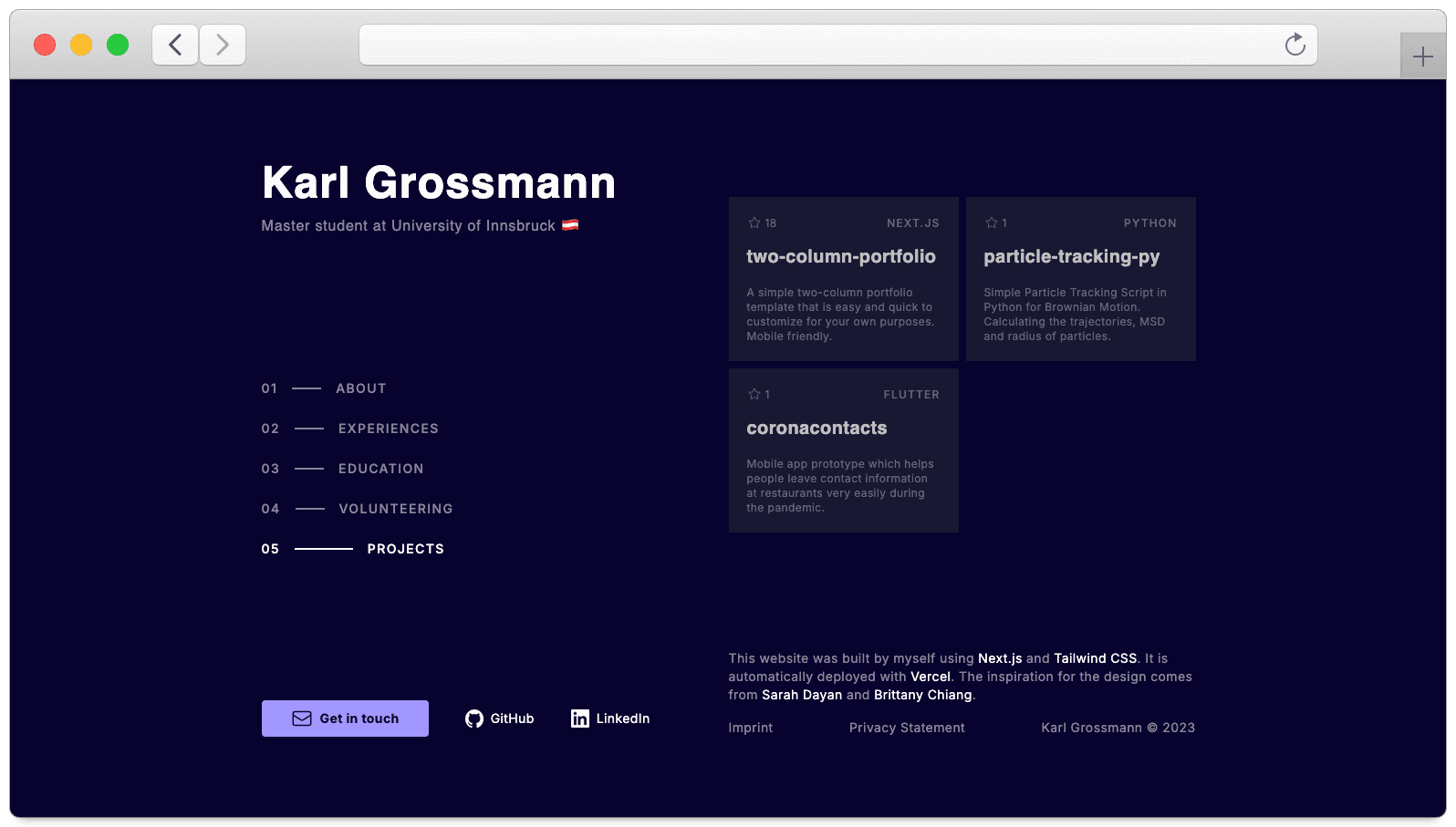 Two-Column-Portfolio Template screenshot 2